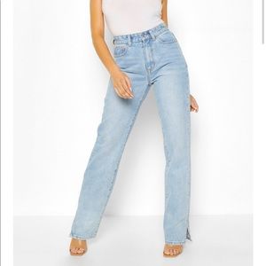 High Rise Split Hem Jeans